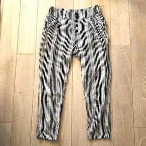 Free People Boho Striped Pants in Black & White Size 0